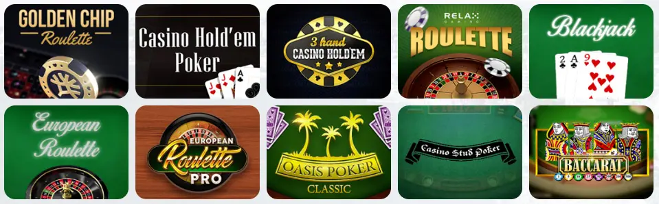 Jeux de table au NYX BETS CASINO